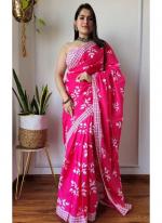 Soft Linen Pink Casual Wear Printed Saree